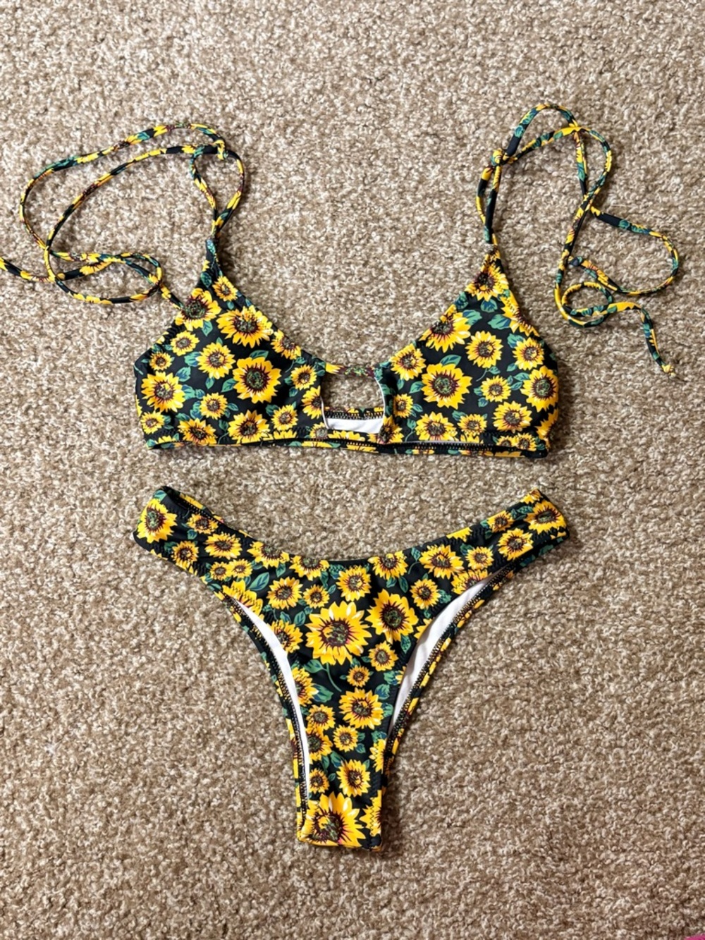 Sunflower Print Bikini Set